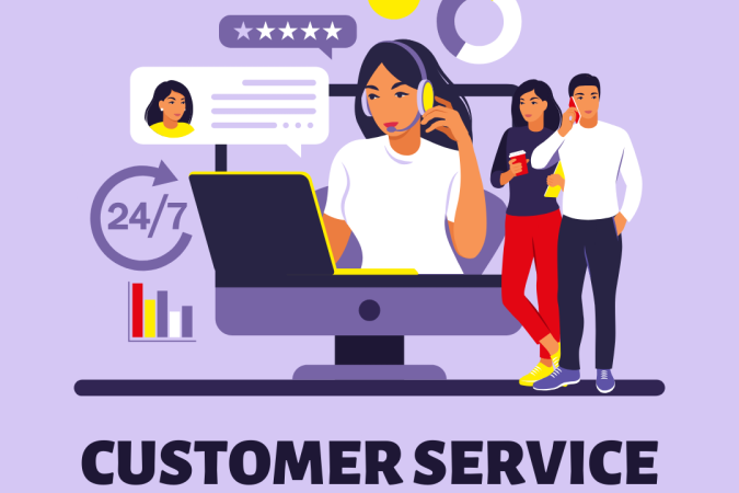 Purple Customer Support Online Service Illustration Instagram Post (1)